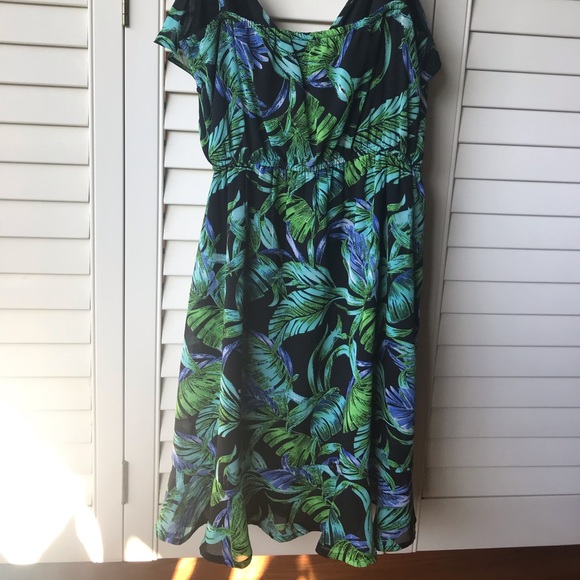 Beautiful Jungle Dress, Tropical Green Blue - Picture 3 of 3
